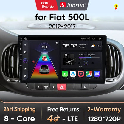 Junsun V1pro AI Voice 2 DIN Android Auto Radio para Fiat 500L 2012-2017 Carplay 4G Car Multimedia GPS 2 DIN Autoradio 