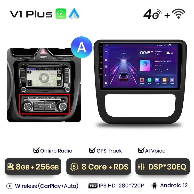 Junsun V1pro AI Stimme 2 din Android Auto Radio Für VW Volkswagen Scirocco 2008-2013 Carplay 4G Auto Multimedia GPS 2din autoradio 