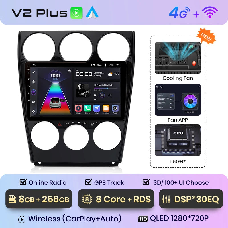 Junsun V1pro AI Stimme Android Auto Radio für Mazda 6 2004-2015 Carplay 4G Auto Multimedia GPS 2din autoradio 