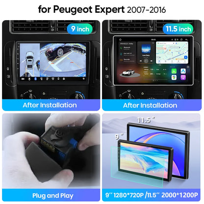 Junsun Wireless CarPlay Car Radio For Peugeot Expert 2007 2008 2009-2016 Android Multimedia