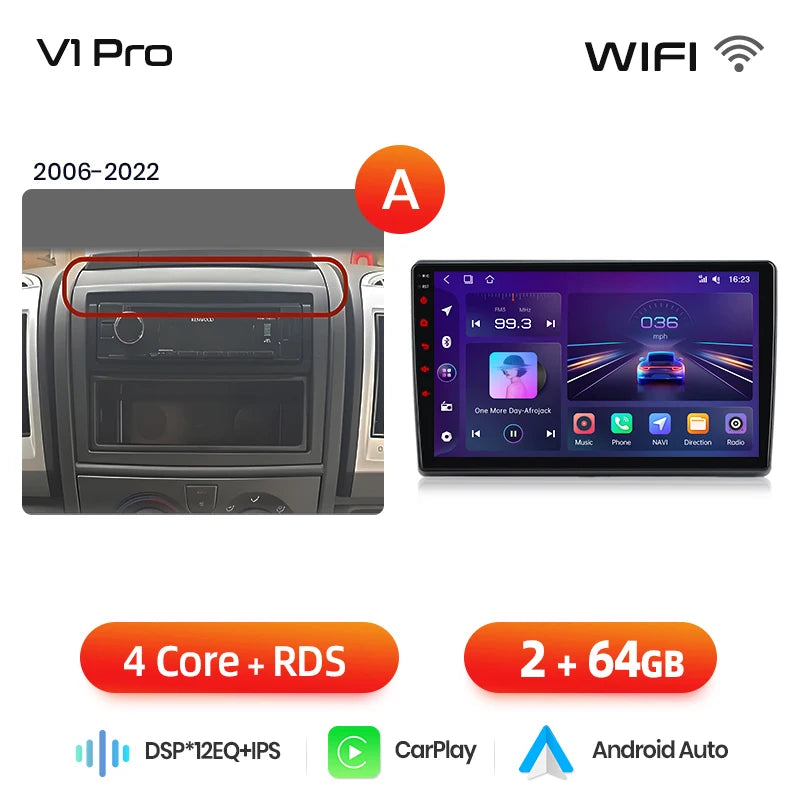 Junsun AI 4G LTE Wireless CarPlay Android Auto Car Radio For Fiat Ducato Peugeot Boxer Citroen Jumper 2006-2015 GPS Navi RDS FM