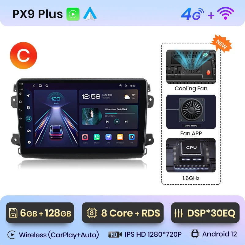 Radio con Android Auto y CarPlay inalámbrico AWESAFE para Fiat Ducato, Peugeot Boxer 2, Citroën Jumper 2 (2006-2023) 