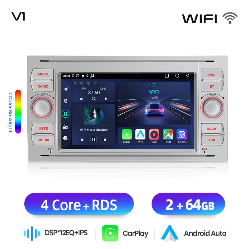 Junsun Wireless CarPlay Car Radio for Ford Focus Mondeo Fiesta Transit Kuga C-Max S-Max Galaxy Android Multimedia
