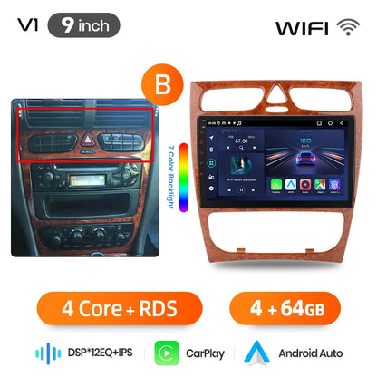 Junsun Wireless CarPlay Car Radio For Benz C Class CLK Class W203 W209 2000-2005 Android Multimedia