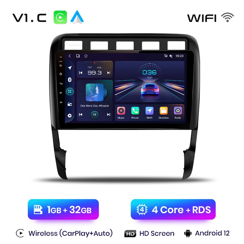 Junsun V1 AI Voice - Radio inalámbrica CarPlay Android para Porsche Cayenne 1 9PA 2002-2010, 4G, GPS, 2DIN 