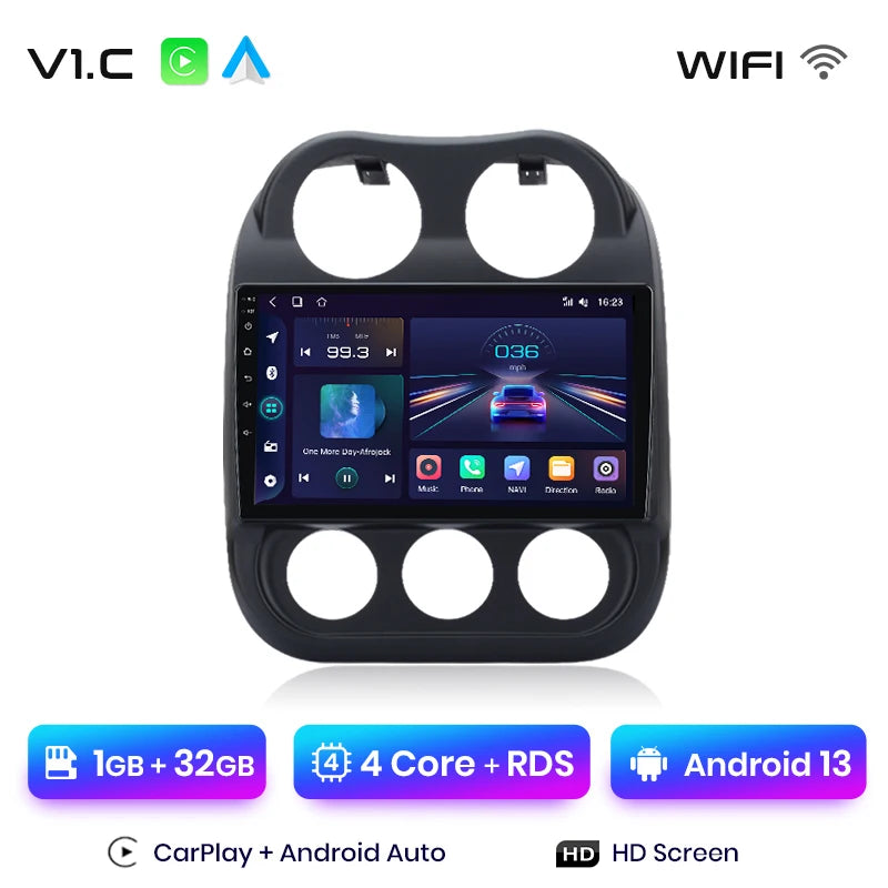 Radio Junsun para coche JEEP Compass Patriot 2010-2016 con CarPlay inalámbrico, Android Auto, sistema inteligente para coche, 2 DIN, DVD. 