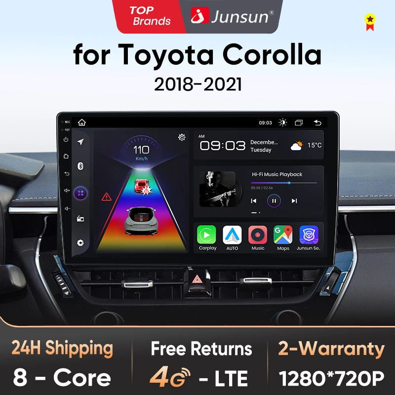 Junsun Wireless CarPlay Android Auto Radio For Toyota Corolla 2018 - 2021 Car Intelligent Systems RDS BT WiFi 2 din