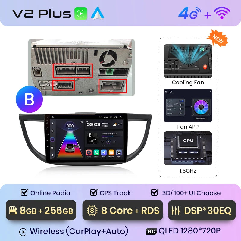 Junsun V1pro AI Voice 2 din Android Auto Radio para Honda CRV CR-V 2012-2016 Carplay coche Multimedia GPS 2din autoradio 