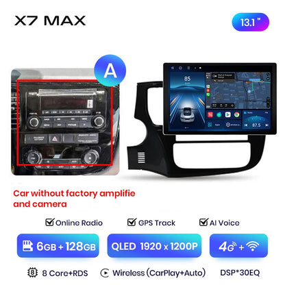 Junsun X7 MAX 13.1“ 2K CarPlay Android Auto Car Radio For Mitsubishi Outlander 3 GF0W GG0W 2012-2018 Multimedia autoradio