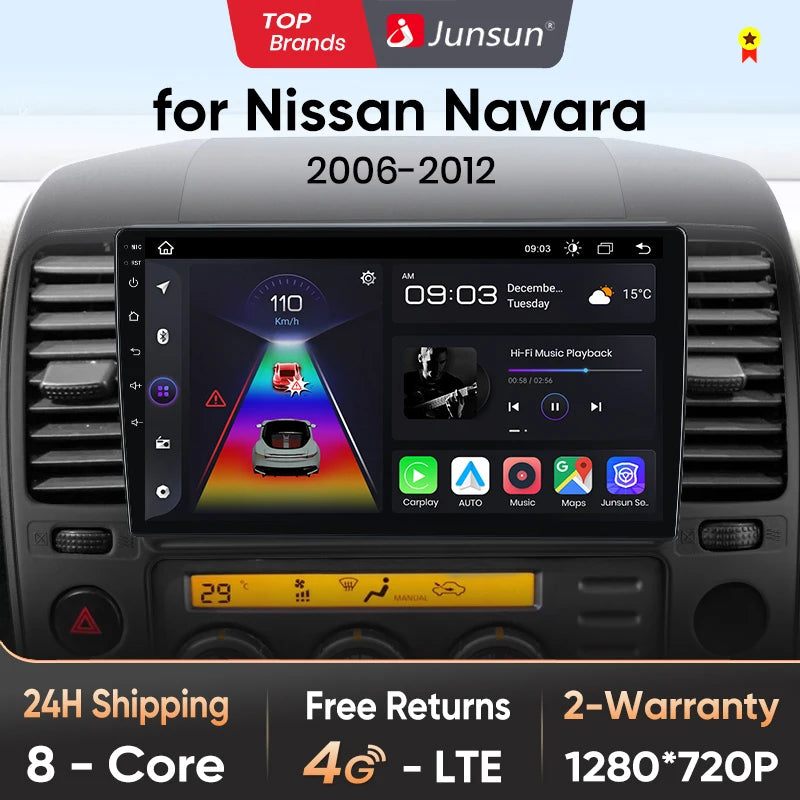 Junsun V1pro AI Voice 2 DIN Android Auto Radio para Nissan NAVARA 2006-2012 Carplay 4G Car Multimedia GPS 2 DIN Autoradio 