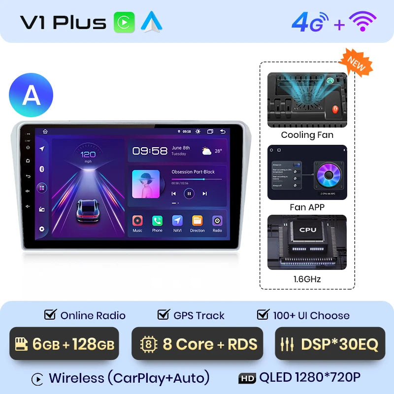 Junsun V1pro AI Voice 2 DIN Android Auto Radio para Toyota Avensis T25 2002-2008 Carplay Car Multimedia GPS 2 DIN autorradio 