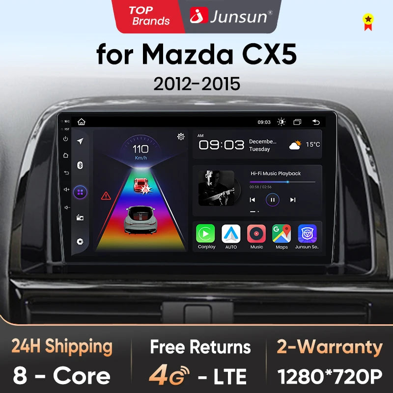 Junsun V1pro AI Voice 2 din Android Auto Radio For Mazda CX-5 2012-2015  Carplay 4G Car Multimedia GPS 2din autoradio