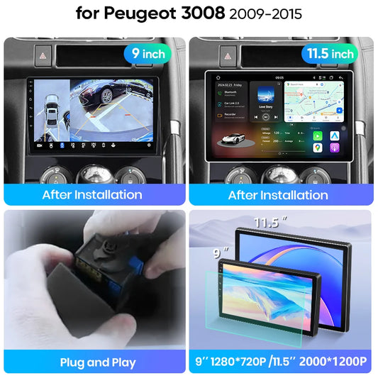 Junsun Wireless CarPlay Car Radio For Peugeot 3008 2009 2010 2011 2012-2015 Android Multimedia