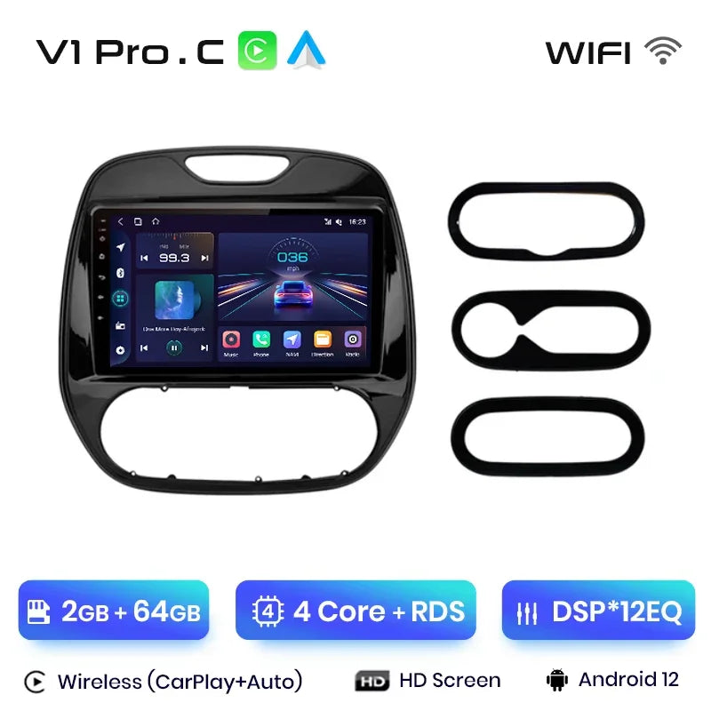 Junsun V1 AI Voice - Radio inalámbrica CarPlay Android para Renault Captur Kaptur 2016-2019, 4G, GPS, 2DIN 