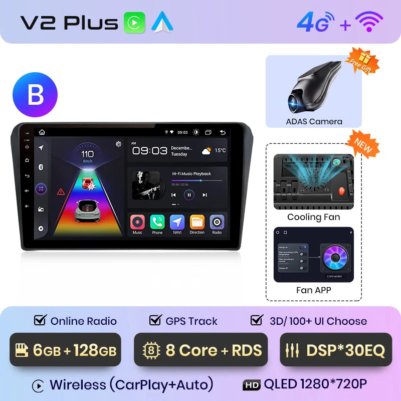 Junsun V1pro AI Voice 2 DIN Android Auto Radio para Toyota Avensis T25 2002-2008 Carplay Car Multimedia GPS 2 DIN autorradio 