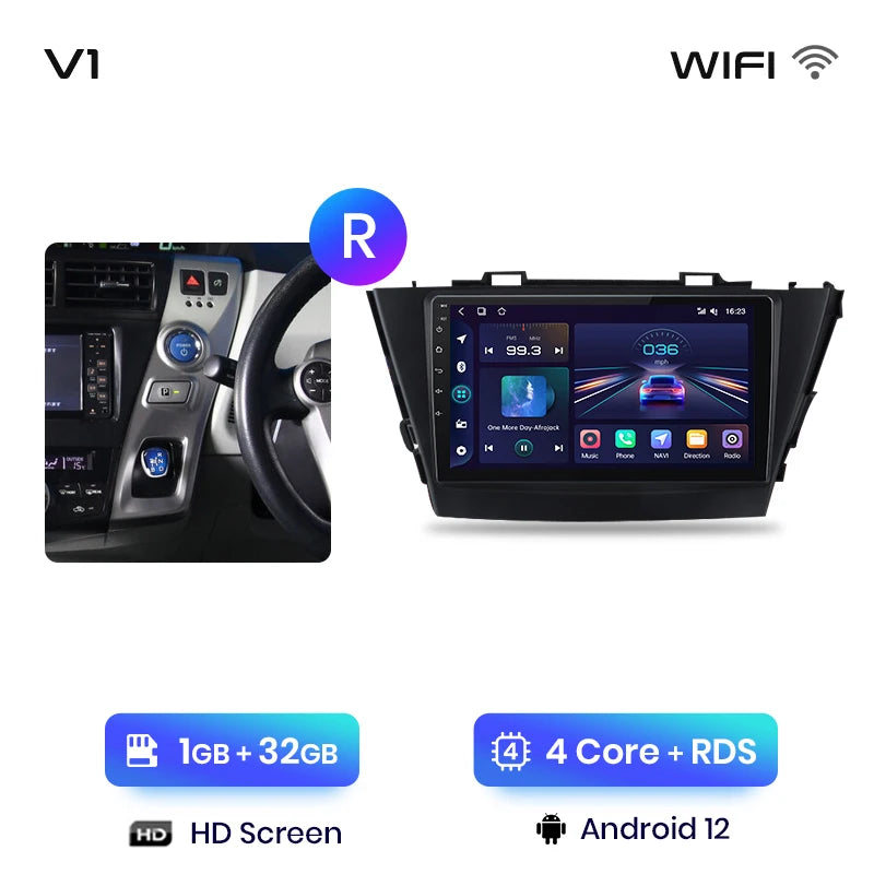Junsun V1 AI Voice Wireless CarPlay Android Auto Radio for Toyota Prius Plus V Alpha 2012-2017 Car Multimedia GPS 2din autoradio