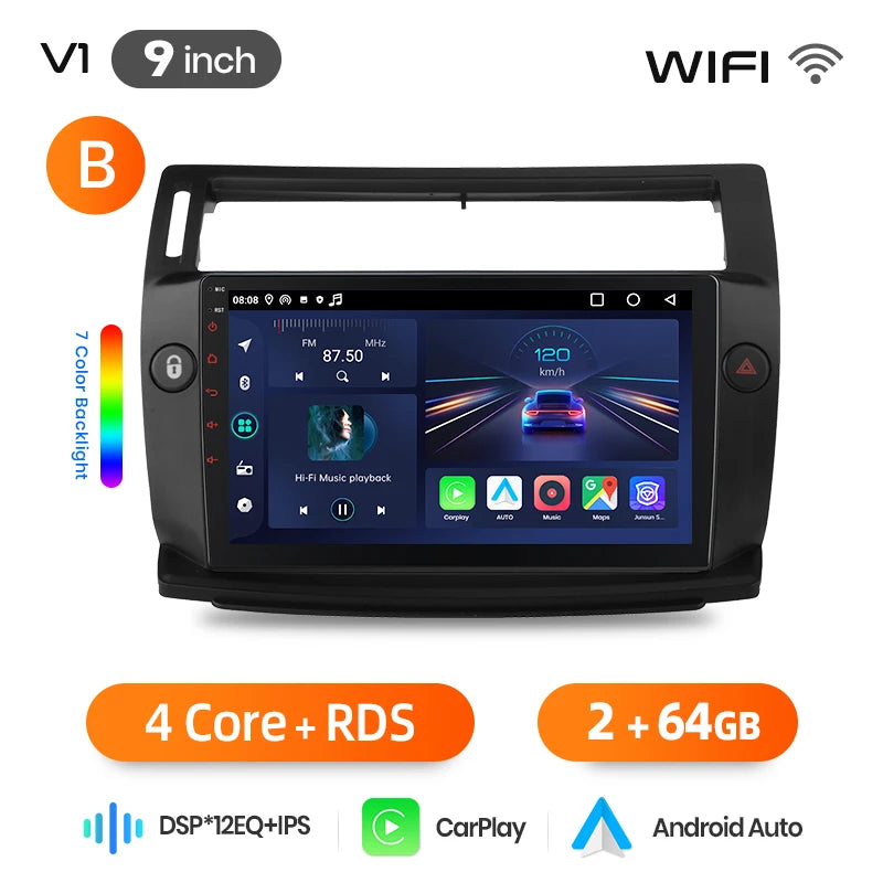 Junsun Wireless CarPlay Car Radio For Citroen C4 2004 2005 2006 2007 2008 2009 Android Multimedia