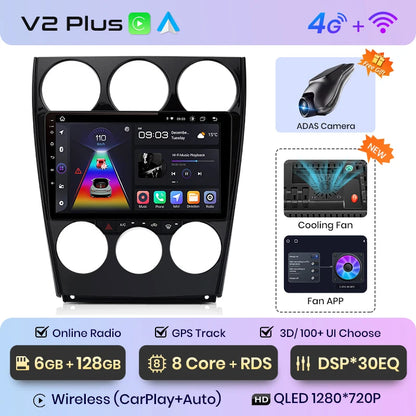 Junsun V1pro AI Stimme Android Auto Radio für Mazda 6 2004-2015 Carplay 4G Auto Multimedia GPS 2din autoradio 