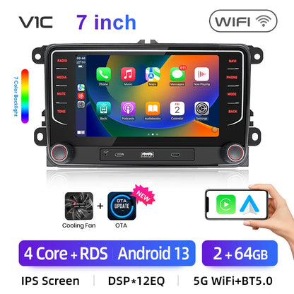 Junsun 2Din Wireless CarPlay for Apple Android Auto Car Radio Multimedia Player For VW Volkswagen Skoda Octavia PASSAT B6 GOLF