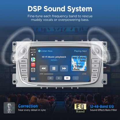 Junsun Wireless CarPlay Car Radio For Ford Focus 2 Mondeo S-Max 2008-2011 Android Multimedia