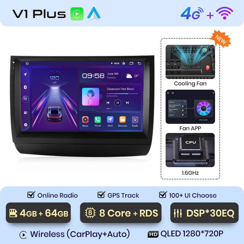 Junsun V1pro AI Voice Android Auto Radio para Toyota Prius 20 2002-2009 Carplay Car Multimedia GPS 2DIN autorradio 