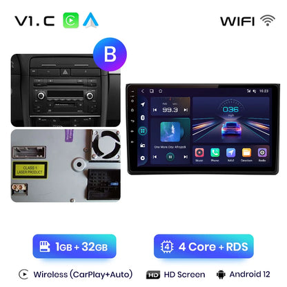 Junsun V1 AI Voice Wireless CarPlay Android Auto Radio For Audi A4 B6 2000-2009 Car Multimedia GPS 2din autoradio