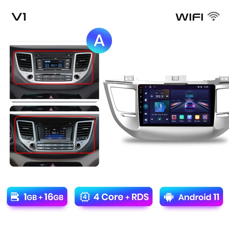 Junsun V1pro Wireless CarPlay Android Auto Radio For Hyundai IX35 Tucson 3 2015-2018 4G Car Multimedia GPS 2din autoradio