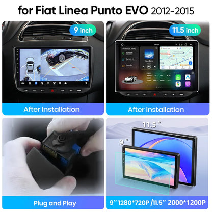 Junsun Wireless CarPlay Car Radio For Fiat Linea Punto EVO 2012 2013-2015 Android Multimedia