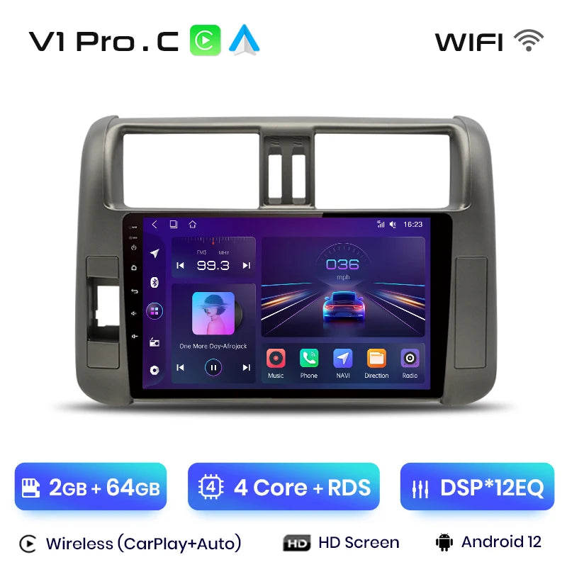 Junsun V1pro AI Voice Car Radio Android Auto Multimedia For Toyota Land Cruiser Prado 150 2009-2013 4G Carplay 2din autoradio