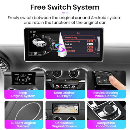 Junsun 10,25 Zoll Wireless CarPlay Autoradio Multimedia für Audi A3 2013-2018 2015 2016 4G Andorid Auto-Navigations-Player 