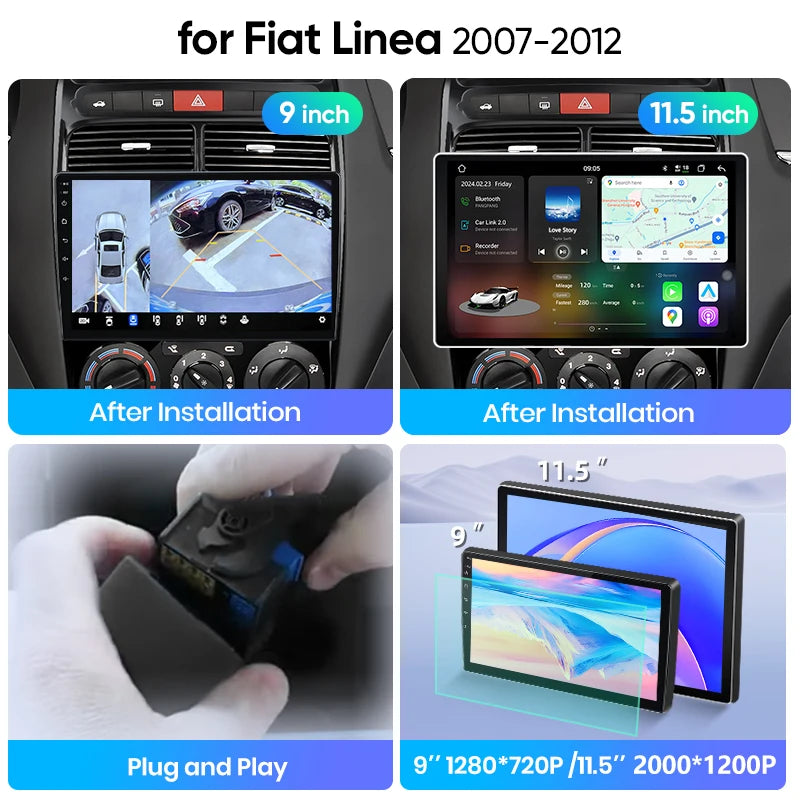 Junsun Wireless CarPlay Car Radio For Fiat Linea 2007 2008 2009 2010-2012 Android Multimedia