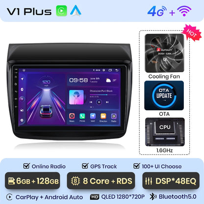 Radio Junsun V1 Plus para Mitsubishi Pajero Sport 2 L200 Triton 2008-2016 con CarPlay inalámbrico, Android Auto, 2 DIN, DVD. 