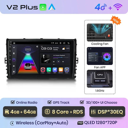 Junsun inalámbrico CarPlay Android Auto Radio para Volkswagen VW MQB POLO VI Jetta MK7 T6 Bora 2018, 2019, 2020, 2021 4G 2 din RDS BT 