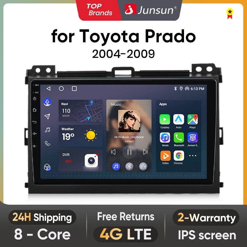 Junsun V1 Drahtlose CarPlay Android Auto Radio Für Toyota Land Cruiser Prado 120 2004 - 2009 4G Auto Multimedia GPS 2din autoradio 