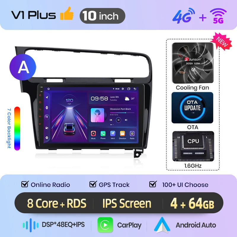 Junsun Wireless CarPlay Car Radio For VW Golf 7 mk7 2013-2017 Android Multimedia