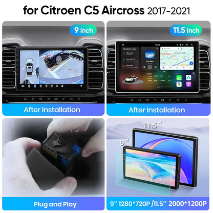 Junsun Wireless CarPlay Car Radio For Citroen C5 Aircross 2017 2018 2019 2021 Android Multimedia