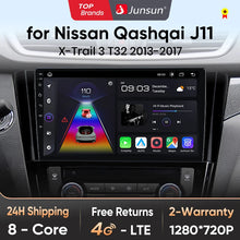 Load image into Gallery viewer, Junsun V1 Wireless CarPlay Android Auto Radio For Nissan Qashqai J11 X-Trail 3 T32 2013-2017 Car Multimedia GPS 2din autoradio
