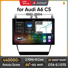 Junsun V3 Plus 2K Android 13 CarPlay inalámbrico Android Auto Sistema inteligente para Audi A6 C5 1997-2004 S6 RS6 7870 Autoradio 