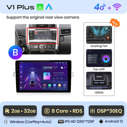 Junsun V1 AI Voice - Radio inalámbrica CarPlay Android para Toyota Verso R20 (2009-2018), 4G, GPS, 2DIN 