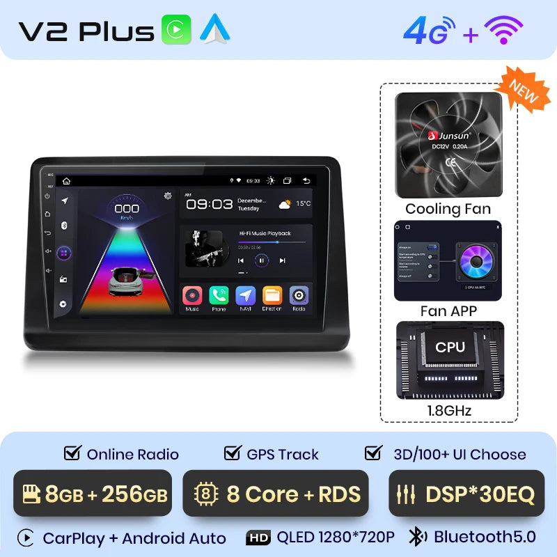 Radio Junsun V1 Plus para Mitsubishi Pajero 2 V20 V30 V40 (1991-2004), inalámbrica, CarPlay, Android Auto, 2 DIN, DVD. 