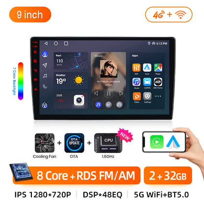 Junsun AI Wireless CarPlay Android Auto Car Radio For Hyundai Santa Fe 3 2013 2014 2015-2016 4G GPS Smart Intelligent Systems