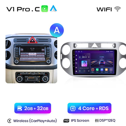 Junsun V1pro AI Voice 2 DIN Android Auto Radio para VW Volkswagen Tiguan 1 NF 2006-2016 Carplay Car Multimedia GPS 2 DIN autorradio 