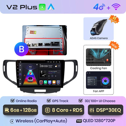 Junsun V1 AI Stimme Drahtlose CarPlay Android Auto Radio Für Honda Accord 8 2008-2012 4G Auto Multimedia GPS 2din autoradio 