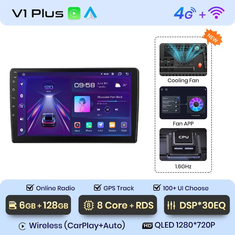 Radio Junsun CarPlay inalámbrica Android Auto para Volkswagen TOUAREG 2003 2004 2005-2010 con sistemas inteligentes RDS BT WiFi 2 DIN 