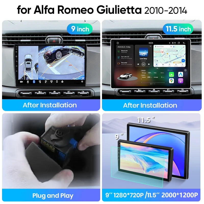 Junsun Wireless CarPlay Car Radio For Alfa Romeo Giulietta 2010 2011 2012-2014 Android Multimedia