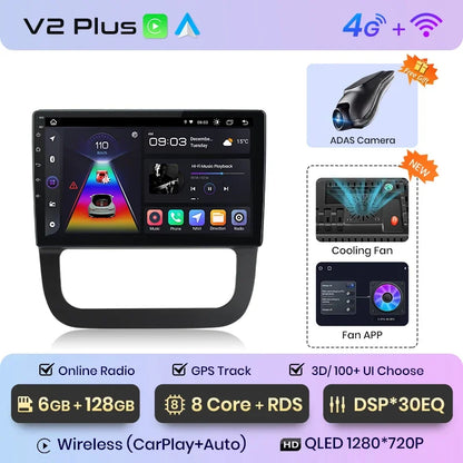 Radio de coche Junsun con CarPlay inalámbrico y Android Auto para VW Sagitar 2011 con GPS y sistemas inteligentes. 