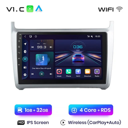 Junsun CarPlay inalámbrico Android Auto Radio para VOLKSWAGEN POLO 2014 Sistemas inteligentes para coche RDS BT WiFi 2 DIN 