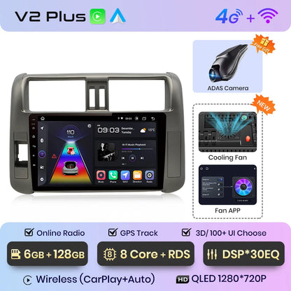 Radio Junsun V1pro con voz IA y Android Auto, multimedia para Toyota Land Cruiser Prado 150 (2009-2013), 4G, Carplay, 2DIN 