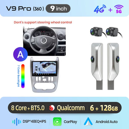 Junsun Android Auto Car Radio For Renault Logan 1 Sandero 2009 2010 2011-2013 Multimedia Wireless CarPlay SWC GPS Navi RDS DSP