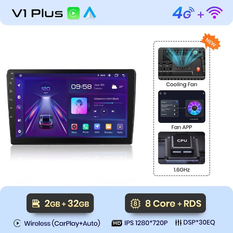 Junsun Wireless CarPlay Android Auto Radio For VOLKSWAGEN CARAVELLE 2015+ Car Intelligent Systems RDS BT WiFi 2 din